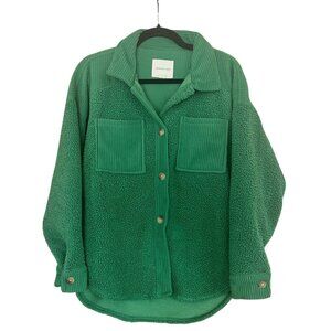 American Eagle Kelly Green Oversized Teddy Fleece Shacket XS Sherpa Chore Coat